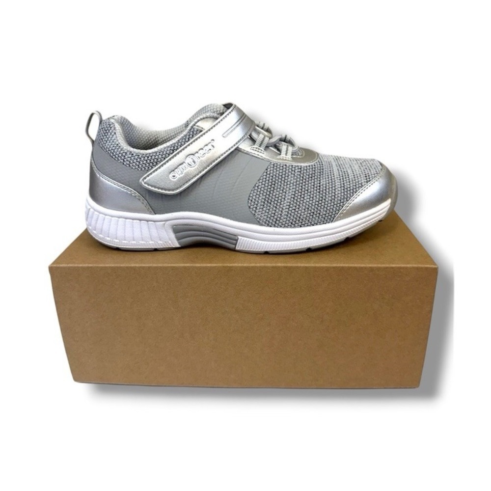 Orthofeet Joelle 832 Stretch Knit Casual Orthotic Walking Shoes Size 8 W Silver